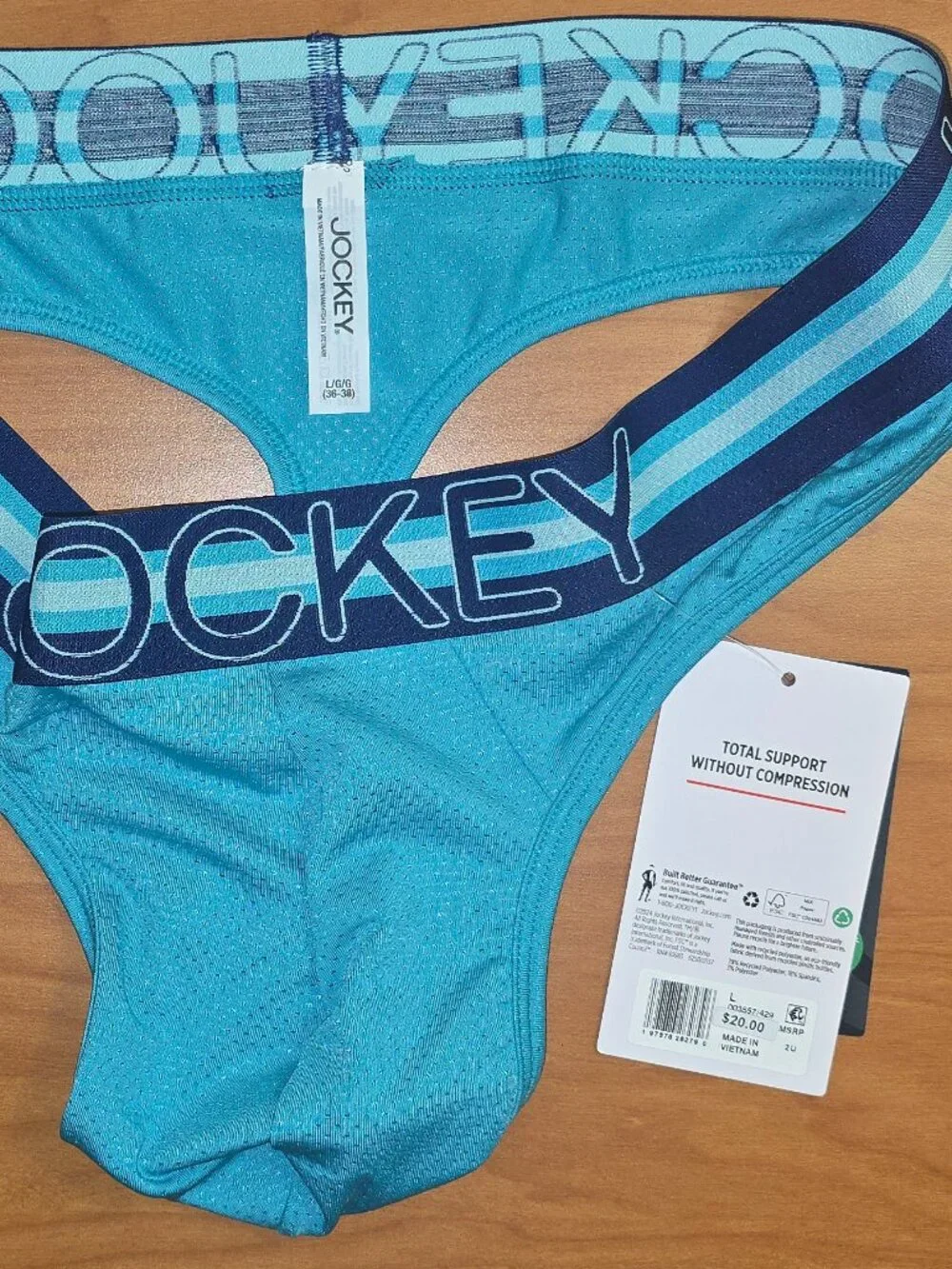 Jockey Men's Sport Stability Pouch Microfiber Thong - Large - Ocean Teal